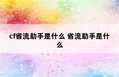 cf省流助手是什么 省流助手是什么